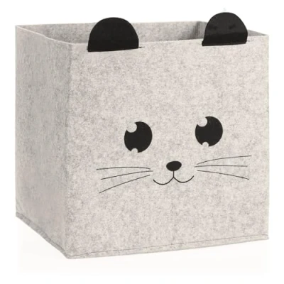 Imagen de com four® Caja de Almacenamiento Cesta para Productos, Libros o Juguetes bebés sin Tapa la habitación (1 Pieza Gris/Beige)
