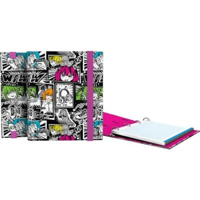 Imagen de Grafoplás Carpeta con Recambio A5 Carpebook Yuku Bits&amp;Bobs Incluye Hojas 90g Cuadricula 5x5 Borde Color Lomo Curvo Ergonómico 4 Anillas Redondas 25mm Certificado FSC