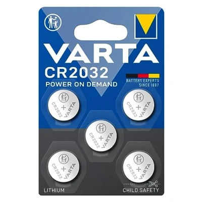 Imagen de VARTA Pilas de Botón CR2032 litio, paquete 5, Power on Demand, Lithium, 3V, embalaje seguro para niños, dispositivos Smart Home, llaves coche