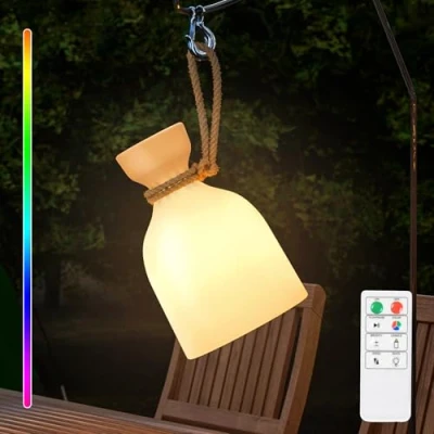 Imagen de Lampara de mesa para exterior interior control táctil con luz blanca cálida 100lm RGB 8 colores a prueba agua IP54 Metal lamparas sin cables, casa y jardín hotel decoración pascua