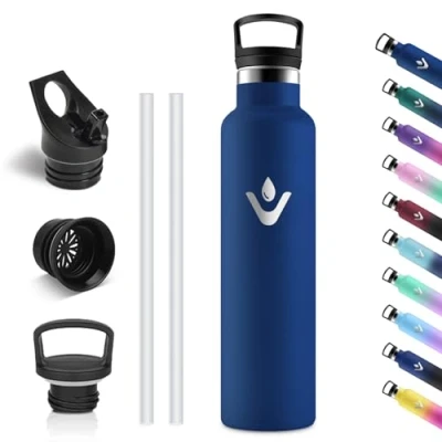 Imagen de Vikastar Botella Termica, 1000ml sin BPA, Agua Acero Inoxidable, a Prueba de Fugas, Cantimplora, Reutilizable, para Deporte, Oficina, Ciclismo, Gimnasio, Azul Oscuro