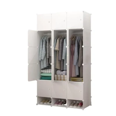 Imagen de MAGIC SELECT Armario Modular. Estantería de Módulos. Organizador Modular Ropa. Ropero para Hogar. Estante Almacenamiento Dormitorio, 18 Módulos, 2 Barras, 192x105 cm.