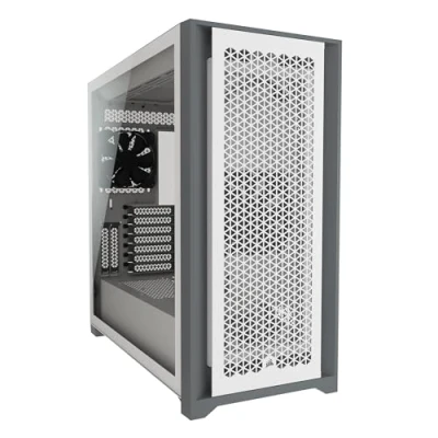 Imagen de Corsair 5000D Airflow Chasis de PC ATX Semitorre con Cristal Templado (Panel Frontal un Caudal Aire Elevado, Sistema Gestión del Cableado RapidRoute, Dos Ventiladores 120 mm) Blanco
