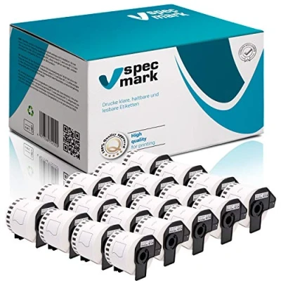 Imagen de specmark 20 rollos de etiquetas continuas compatibles con Brother DK 22205, 62 mm x 30,48 m, para todas las impresoras QL: QL 570 700 800