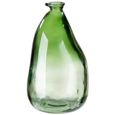 Imagen de GILDE Jarrón Decorativo Grande XL de Cristal Reciclado Fabricación Europea Decoración otoñal salón Florero Verde con Degradado Color Altura 36 cm