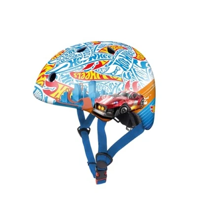 Imagen de DQB DeQUBE Casco Hot Wheels Ajustable Ultraligero y Seguro Resistente Transpirable De 2 a 7 años Color Negro, Infantil Unisex, Azul, Regulable