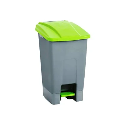 Imagen de HELGUEFER Basurero 70 Litros con ruedas y pedal Tapa Verde