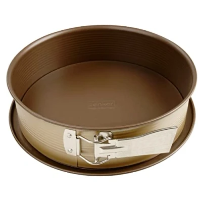 Imagen de Zenker 7349 Molde para mojave, diámetro de 24 cm, con base plana y protección contra fugas, redondo, revestimiento antiadherente reforzado cerámica (color: caoba/oro), cantidad: 1 pieza, chapa