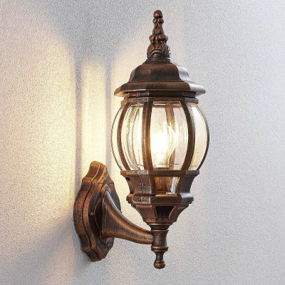 Imagen de lámpara de pared exterior &#039;Nadesha&#039; en Dorado hecho Plástico (1 llama, E27) Lindby lámparas para aplique, LED exterior, aplique exterior/fachada