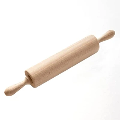 Imagen de Chinchilla® Rodillo de madera con eje metal fabricado en Alemania, rollo haya, masa como accesorio para hornear enrollar pastel, pizza y galletas