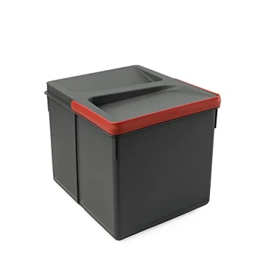 Imagen de Emuca Basura, Cubos de Reciclaje para Base Recortable, contenedor Alto 216mm y Capacidad 12 litros, Gris, H 216 mm (1 x L)