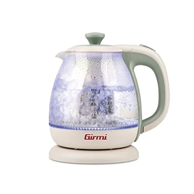 Imagen de Girmi BL41 Hervidor + tetera de vidrio inalámbrica, 1 litro, 1100 W, verde agua