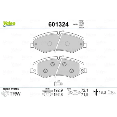 Imagen de VALEO 601324 Juego de pastillas freno LAND ROVER: Range Rover Sport, 3, Discovery 4