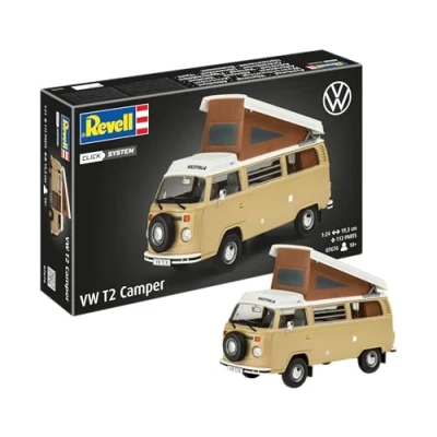 Imagen de Revell 07676 (Easy Click) Scale Volkswagen T2 Camper (fácil Clic) Kit de Modelo Escala 1:24, Color sin barnizar