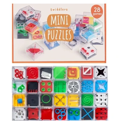 Imagen de THE TWIDDLERS 28 Mini Juegos de Rompecabezas para Niños en Forma Cubo Regalar Fiestas Cumpleaños y Regalos Comunion Invitados