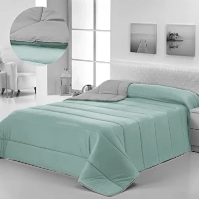Imagen de Donegal Collections Edredón Nórdico Bicolor Reversible Cama 105/120 cm Color Aqua/Gris. de Fibra 350 g /m3, Ligero, Tacto Suave, Transpirable Otoño/Invierno
