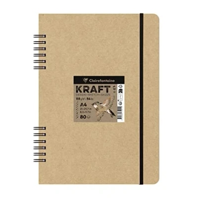 Imagen de Clairefontaine 975941C Carnet Double Rembordé Intégral Kraft brun 115g 80 feuilles A4