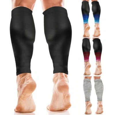 Imagen de aZengear Mangas de Compresión para Pantorrillas Hombres y Mujeres, Medias Compresivas, Calcetines Soporte Deporte, Correr (Negro L/XL)