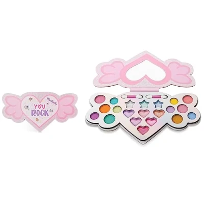 Imagen de Martinelia Paleta de Maquillaje para niños (12 Sombras Ojos Brillantes, 3 Grasas, 6 pintalabios y 2 Pinceles Sin Productos nocivos