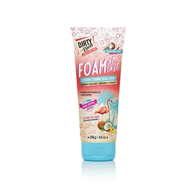 Imagen de Dirty Works Tropic Like It&#039;s Hot exfoliante de azúcar espumoso coco 250 g, corporal con aroma a coco, hidratante, tropical para piel