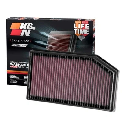 Imagen de K&amp;N Filtro de Aire Reemplazo compatible con Jeep Wrangler JL 2.0 &amp; 3.6 2018 (33 5076)