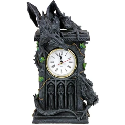 Imagen de Nemesis Now Duelling Dragons Reloj (26 cm, poliresina), Color Gris