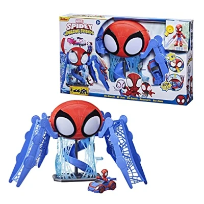 Imagen de Spidey And His Amazing Friends Hasbro Marvel Playset Aracnocuartel Figura y vehículo para niños a Partir de 3 años (F1461)