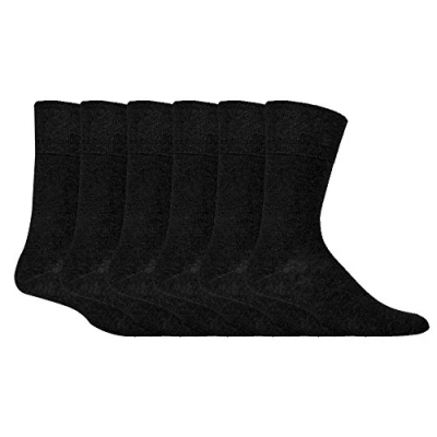 Imagen de IOMI 6 pares hombre sin elasticos diabeticos calcetines para la circulacion (46 50 eur, Grey)