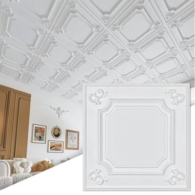 Imagen de Art3d Paneles PVC para Pared y Techos, 61x61cm Decorativos 3D de Techo (12 Piezas)