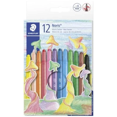 Imagen de Staedtler Noris Club 221 NWP12, Lápices de cera giratorios, Estuche con 12 ceras colores surtidos