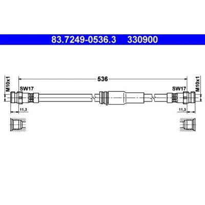 Imagen de ATE 83.7249 0536.3 Latiguillos de Freno 536 AUDI: A3 Sportback, Hatchback, VOLKSWAGEN: Passat B6 Variant