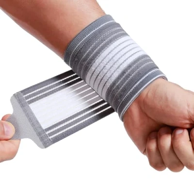 Imagen de NEOtech Care Muñequera ancha de sujeción Tejido ligero, elástico y transpirable Tira compresión ajustable Marca Gris (Talla L, 1 Unidad)