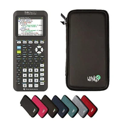 Imagen de Calcuuse Pack económico: TI 84 Plus CE T Python Edition Calculadora gráfica + Funda Protectora WYNGS Color Negro garantía ampliada de