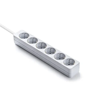 Imagen de FAMATEL Regleta ecosockets 6 tomas 1,5 Metros Hasta 3680W Protección Infantil Orientación a 45o Evita consumos fantasma Blanco