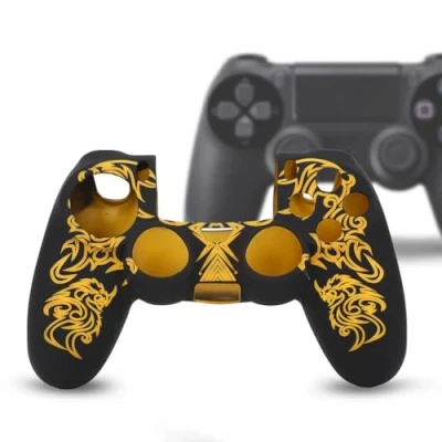 Imagen de Estuche para Controlador ps4, de Silicona Suave Skin Grip Shell el Playstation 4 PS4(Amarillo Negro)