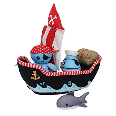 Imagen de Manhattan Toy Neopreno Barco Pirata 5 Piezas Flotante derrame n Fill baño de Secado rápido esponjas y Squirt Juguete