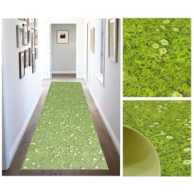 Imagen de Tadi &amp; Imperio1979, Alfombra vinílica Impresa Flores con césped digitalizada para salón, Cocina, Sala de Estar, entradas, Aseo o dormitorios revés PVC Antideslizante.