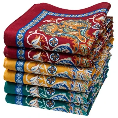 Imagen de Merrysquare Finos Pañuelos con Motivos Orientales Modelo SAMARCANDE Tamaño promedio 35cm X 6 Piezas 100% Algodon