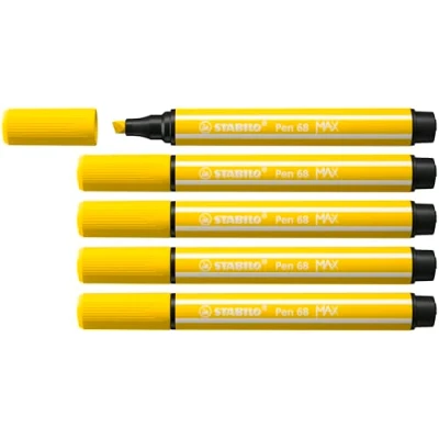Imagen de STABILO Rotulador Premium punta biselada (1 + 5 mm) Pen 68 MAX Caja de Color Amarillo Limón