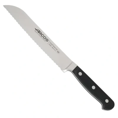 Imagen de Arcos Serie Clasica Cuchillo Panero Hoja de Acero Inoxidable Forjado NITRUM 180 mm Mango Polioximetileno (POM) Color Negro