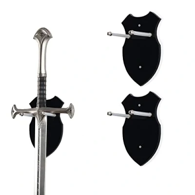 Imagen de WANLIAN espada de pared montaje soporte gancho visualización colgador para daga hachackeyblade no hay pantalla vertical (Negro 2 juego)