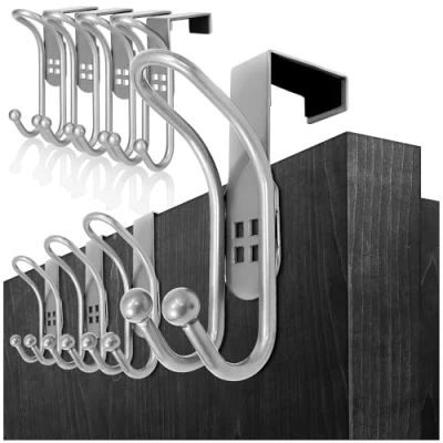 Imagen de com four® 8X Ganchos para Puertas Percheros Dobles con protección de Espuma Habitaciones y Armarios Colgar sin Taladrar Toallero Portachaquetas