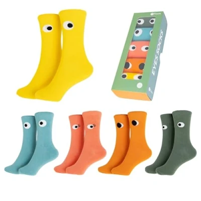 Imagen de Fisura Calcetines divertidos “ojos. Pack de 5 unisex. originales hombre. algodón estampados.