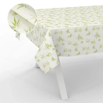 Imagen de ANRO Mantel de Hule Lavable, para jardín, Exterior e Interior, 240 x 140 cm, Borde Cortado bambú