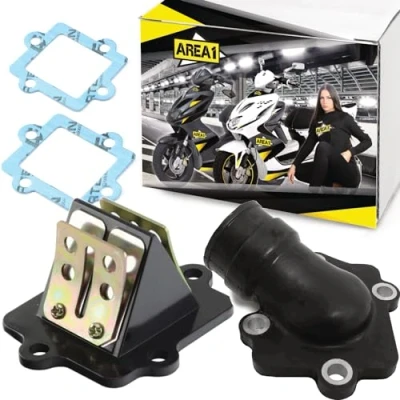 Imagen de Area1 Bloque de membrana repuesto + boquilla admisión para China 2 tiempos compatible con Aerox Neos Jog, RS Ultima GT Union F10 F12 F15