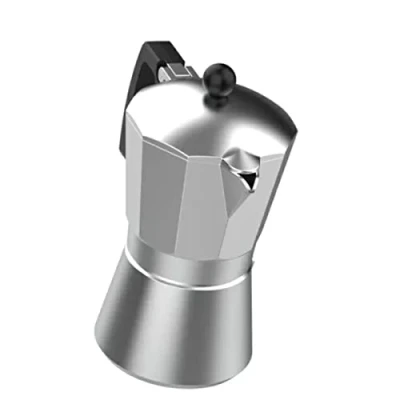 Imagen de Minimoka 3 Cafetera italiana, tazas, base y filtro de acero inoxidable, mango ergonómico, válvula seguridad, cierre silicona para mayor apta para: vitro, eléctrica gas