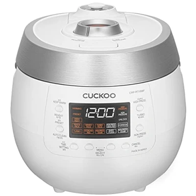 Imagen de CUCKOO CRP RT1008F Arrocera a presión de vapor digital, 1150 W, 1,8 litros, 10 tazas, color blanco