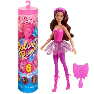 Imagen de Barbie Color Reveal Ballet, Muñeca Bailarina Que Revela Sus Colores con Agua, Incluye Accesorios Sorpresa de Moda, Modelos Surtidos, Juguete Regalo para niños y niñas +3 años, HRK17