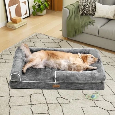 Imagen de YITAHOME Cama Perro Grande,Colchon Impermeable Lavable con Espuma Viscoelástica, Sofá Ortopedica Desmontable, Gris,135x107x22cm