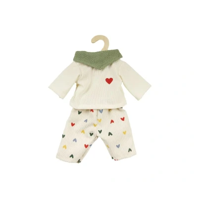 Imagen de Heless 1516 Ropa Heart Confetti, Juego de 3 Piezas con pantalón Pana, Camiseta y servilleta, para muñecas Peluches tamaño 28 35 cm, Multicolor, Normal (1516)